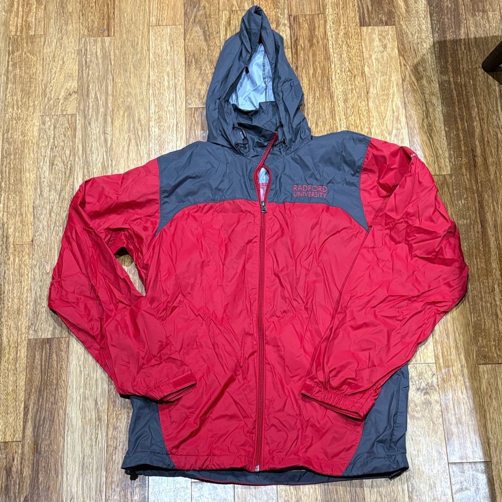 Men's Radford University Red and Gray Hooded Windbreaker Jacket